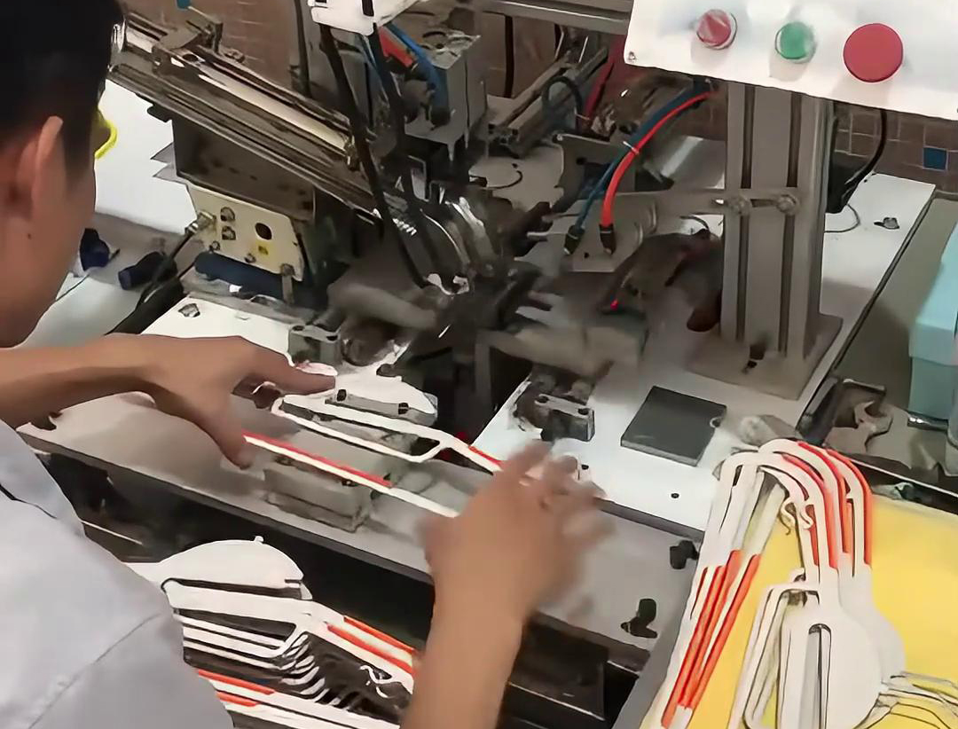 你知道衣架的铁钩是怎么插入到塑料里面的吗，要利用到高频加热机