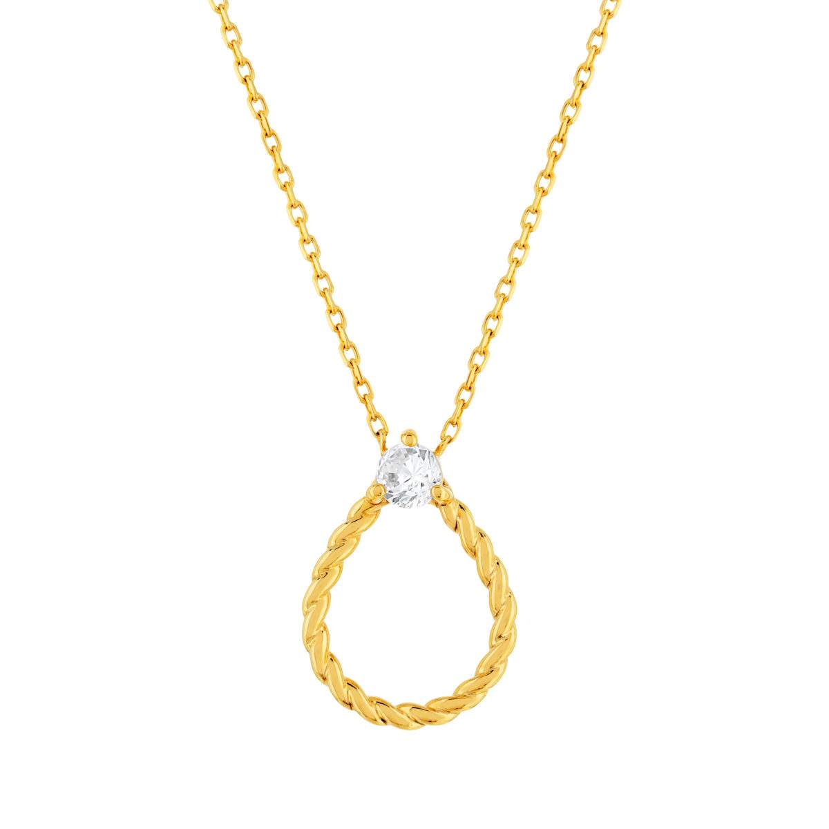Collier plaque or et zirconia, 45 cm, présenté sur fond clair